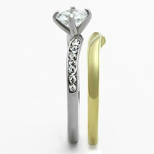 Jewellery Kingdom Ladies Engagement Wedding Band Stainless Steel 1 Carat Ring Set (Gold) - Jewelry Rings - British D'sire