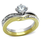 Jewellery Kingdom Ladies Engagement Wedding Band Stainless Steel 1 Carat Ring Set (Gold) - Jewelry Rings - British D'sire