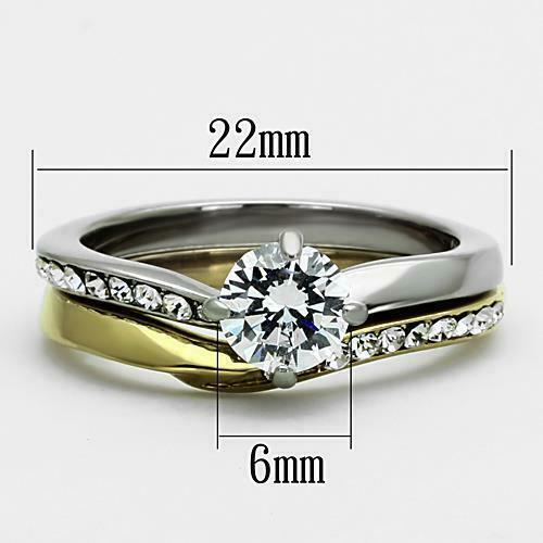 Jewellery Kingdom Ladies Engagement Wedding Band Stainless Steel 1 Carat Ring Set (Gold) - Jewelry Rings - British D'sire