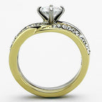 Jewellery Kingdom Ladies Engagement Wedding Band Stainless Steel 1 Carat Ring Set (Gold) - Jewelry Rings - British D'sire