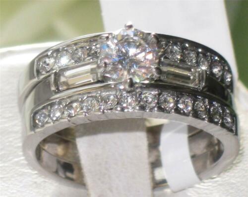 Jewellery Kingdom Ladies Engagement Wedding Bands Cz Stainless Steel 3pcs Ring Set (Silver) Secondary image
