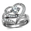 Jewellery Kingdom Ladies Engagement Wedding Heart Band Stainless Steel Ring Set (Silver) - Jewelry Rings - British D'sire