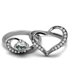 Jewellery Kingdom Ladies Engagement Wedding Heart Band Stainless Steel Ring Set (Silver) - Jewelry Rings - British D'sire