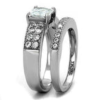 Jewellery Kingdom Ladies Engagement Wedding Princess Cut Two Carat Stainless Steel Ring Set (Silver) - Jewelry Rings - British D'sire