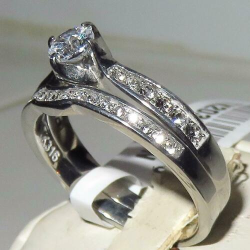Jewellery Kingdom Ladies Engagement Wedding Simulated Diamonds Stainless Steel Ring Set Secondary image
