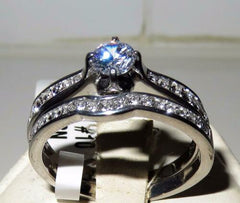 Jewellery Kingdom Ladies Engagement Wedding Simulated Diamonds Stainless Steel Ring Set - Jewelry Rings - British D'sire