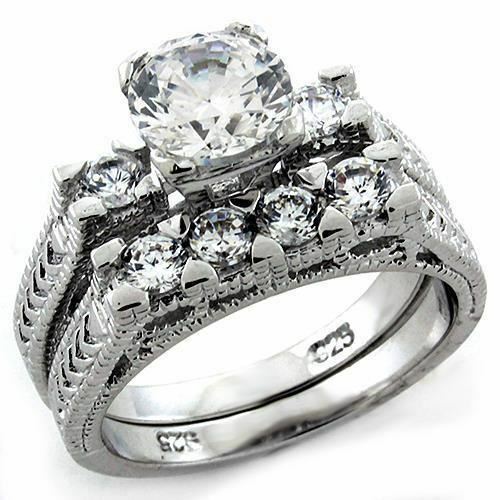 Jewellery Kingdom Ladies Engagement Wedding Sterling Silver Ring Band Set - Jewelry Rings - British D'sire