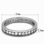Jewellery Kingdom Ladies Eternity 3mm Stacking Cubic Zirconia Band Wedding Stainless Steel Ring (Silver) - Jewelry Rings - British D'sire