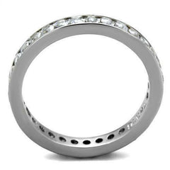 Jewellery Kingdom Ladies Eternity 3mm Stacking Cubic Zirconia Band Wedding Stainless Steel Ring (Silver) - Jewelry Rings - British D'sire