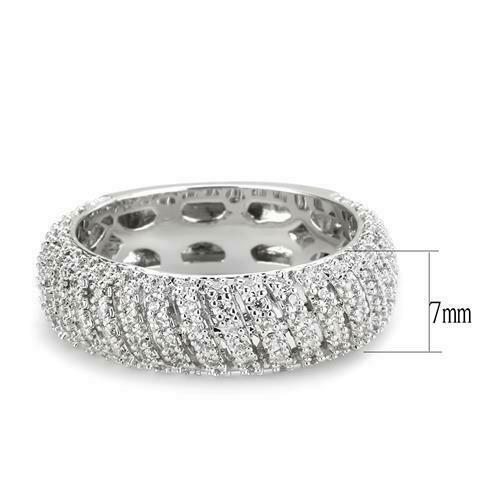 Jewellery Kingdom Ladies Eternity Band 7mm Wide Cubic Zirconia Sparkling Silver Ring - Jewelry Rings - British D'sire
