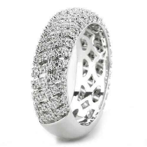 Jewellery Kingdom Ladies Eternity Band 7mm Wide Cubic Zirconia Sparkling Silver Ring - Jewelry Rings - British D'sire