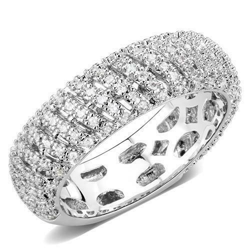 Jewellery Kingdom Ladies Eternity Band 7mm Wide Cubic Zirconia Sparkling Silver Ring - Jewelry Rings - British D'sire