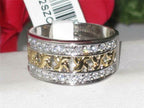 Jewellery Kingdom Ladies Eternity Band 8mm Sterling Silver Stamped 18kt Gold Cubic Zirconia Ring - Jewelry Rings - British D'sire