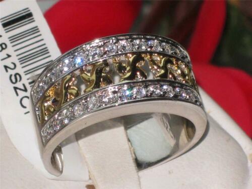Jewellery Kingdom Ladies Eternity Band 8mm Sterling Silver Stamped 18kt Gold Cubic Zirconia Ring - Jewelry Rings - British D'sire Main image