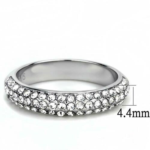 Jewellery Kingdom Ladies Eternity Band Cubic Zirconia Stainless Steel Stacking Silver Ring Secondary image