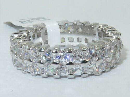 Jewellery Kingdom Ladies Eternity Princess Cut Band 7mm Rhodium Ring (Silver) Secondary image
