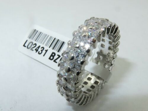 Jewellery Kingdom Ladies Eternity Princess Cut Band 7mm Rhodium Ring (Silver) - Rings - British D'sire Main image