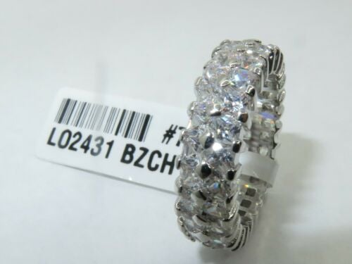 Jewellery Kingdom Ladies Eternity Princess Cut Band 7mm Rhodium Ring (Silver) - Rings - British D'sire