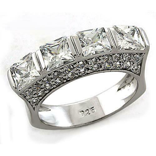 Jewellery Kingdom Ladies Eternity Princess Square Sterling Silver 9.25 Cz 6ct Band Ring - Jewelry Rings - British D'sire Main image