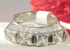 Jewellery Kingdom Ladies Eternity Ring, Princess Cut 6CT cz 4 Stone sterling Silver Ring - Jewelry Rings - British D'sire