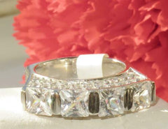 Jewellery Kingdom Ladies Eternity Ring, Princess Cut 6CT cz 4 Stone sterling Silver Ring - Jewelry Rings - British D'sire