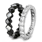 Jewellery Kingdom Ladies Eternity Stacking Bands Princess Black Cz 9mm Stainless Steel Rings - Jewelry Rings - British D'sire