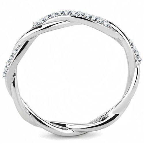 Jewellery Kingdom Ladies Eternity Twist Band Cz Stacking Stainless Steel Wedding Ring - Jewelry Rings - British D'sire