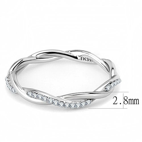 Jewellery Kingdom Ladies Eternity Twist Band Cz Stacking Stainless Steel Wedding Ring - Jewelry Rings - British D'sire