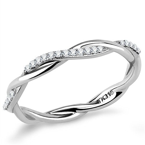Jewellery Kingdom Ladies Eternity Twist Band Cz Stacking Stainless Steel Wedding Ring - Jewelry Rings - British D'sire Main image