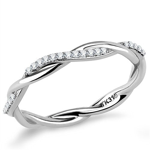 Jewellery Kingdom Ladies Eternity Twist Band Cz Stacking Stainless Steel Wedding Ring - Jewelry Rings - British D'sire