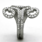 Jewellery Kingdom Ladies Flat Swirl Cubic Zirconia Stainless Steel Pave Ring (Silver) - Jewelry Rings - British D'sire