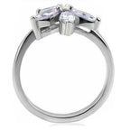 Jewellery Kingdom Ladies Flower Amethyst Marquise Stainless Steel Ring (Silver) - Rings - British D'sire