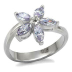 Jewellery Kingdom Ladies Flower Amethyst Marquise Stainless Steel Ring (Silver) - Rings - British D'sire