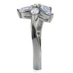 Jewellery Kingdom Ladies Flower Amethyst Marquise Stainless Steel Ring (Silver) - Rings - British D'sire