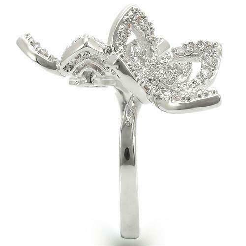 Jewellery Kingdom Ladies Flower Cubic Zirconia Sparkling Handmade Ring (Silver) Secondary image