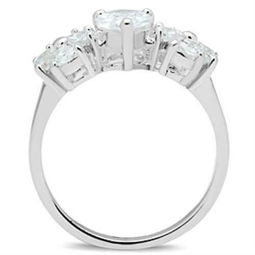 Jewellery Kingdom Ladies Flower Sterling Silver Cubic Zirconia 3 Carat Sparkling Pear Ring - Jewelry Rings - British D'sire