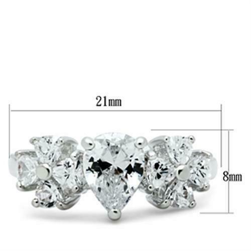 Jewellery Kingdom Ladies Flower Sterling Silver 3 Carat Sparkling Pear Ring Secondary image