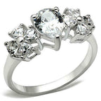 Jewellery Kingdom Ladies Flower Sterling Silver Cubic Zirconia 3 Carat Sparkling Pear Ring - Jewelry Rings - British D'sire