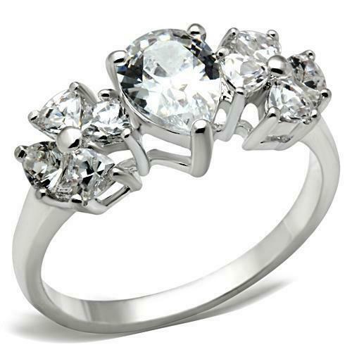 Jewellery Kingdom Ladies Flower Sterling Silver Cubic Zirconia 3 Carat Sparkling Pear Ring - Jewelry Rings - British D'sire