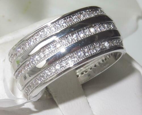 Jewellery Kingdom Ladies Full Eternity 10mm Triple Row Cz Rhodium Band Wedding Ring (Silver) - Jewelry Rings - British D'sire Main image