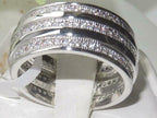 Jewellery Kingdom Ladies Full Eternity 10mm Triple Row Cz Rhodium Band Wedding Ring (Silver) - Jewelry Rings - British D'sire