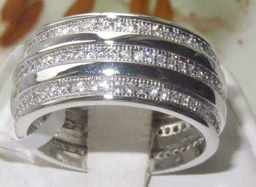 Jewellery Kingdom Ladies Full Eternity 10mm Triple Row Cz Rhodium Band Wedding Ring (Silver) - Jewelry Rings - British D'sire