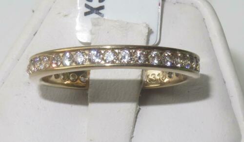 Jewellery Kingdom Ladies Full Eternity 3mm Steel 18kt Stacking Band Pave Wedding Gold Ring - Jewelry Rings - British D'sire