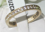 Jewellery Kingdom Ladies Full Eternity 3mm Steel 18kt Stacking Band Pave Wedding Gold Ring - Jewelry Rings - British D'sire