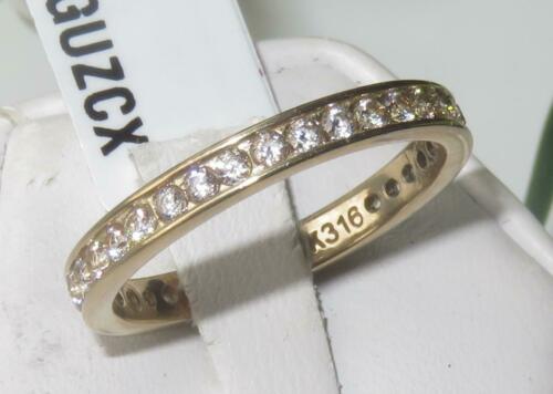 Jewellery Kingdom Ladies Full Eternity 3mm Steel 18kt Stacking Band Pave Wedding Gold Ring Secondary image