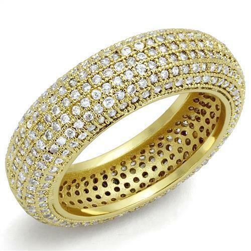 Jewellery Kingdom Ladies Full Eternity 7mm Wedding Pave Gold Ring Band - Jewelry Rings - British D'sire Main image