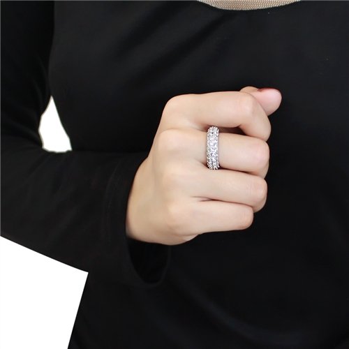 Jewellery Kingdom Ladies Full Eternity Band 11mm Round Pave Rhodium Sparkling Ring (Silver) - Jewelry Rings - British D'sire