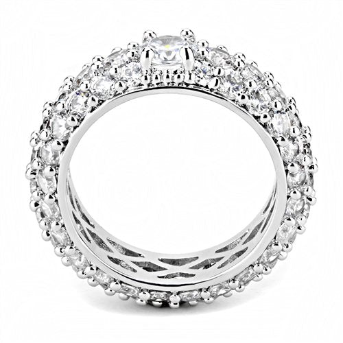 Jewellery Kingdom Ladies Full Eternity Band 11mm Round Pave Rhodium Sparkling Ring (Silver) - Jewelry Rings - British D'sire