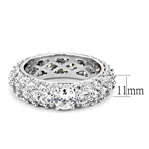 Jewellery Kingdom Ladies Full Eternity Band 11mm Round Pave Rhodium Sparkling Ring (Silver) Secondary image