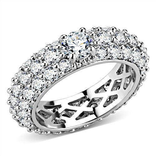 Jewellery Kingdom Ladies Full Eternity Band 11mm Round Pave Rhodium Sparkling Ring (Silver) - Jewelry Rings - British D'sire Main image